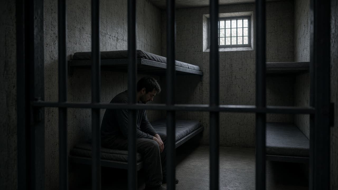 Sitting on a bunk inside a jail cell in a dream