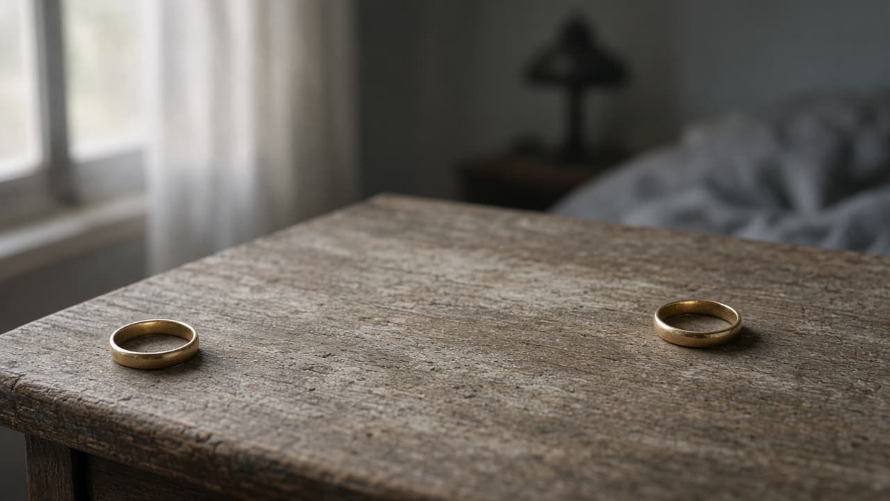 Two wedding rings lying apart in a dream about divorce
