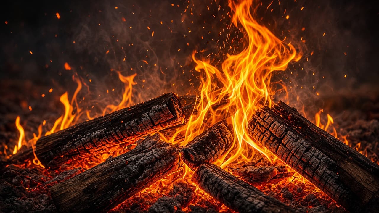 Flames burning wood in a dream