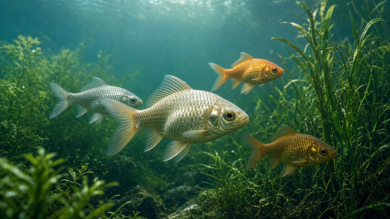 Live fish swimming underwater in a dream