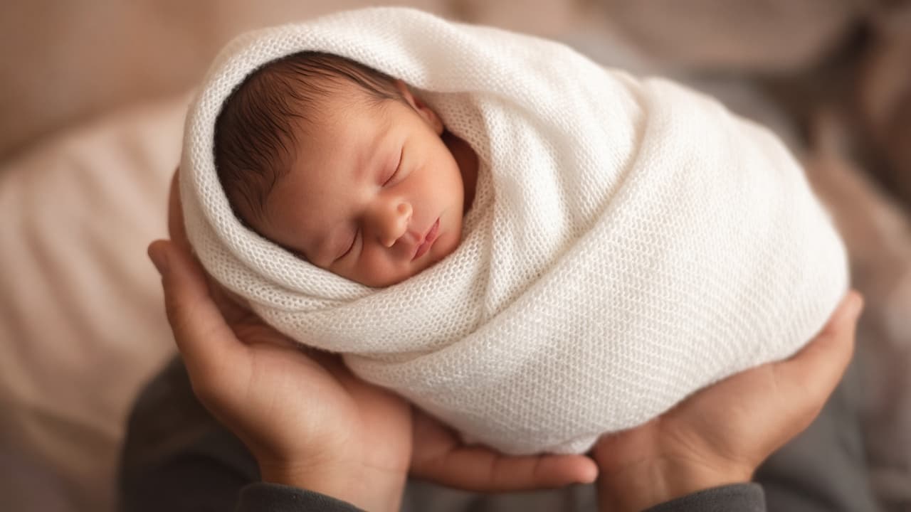 A newborn baby held after birth in a dream
