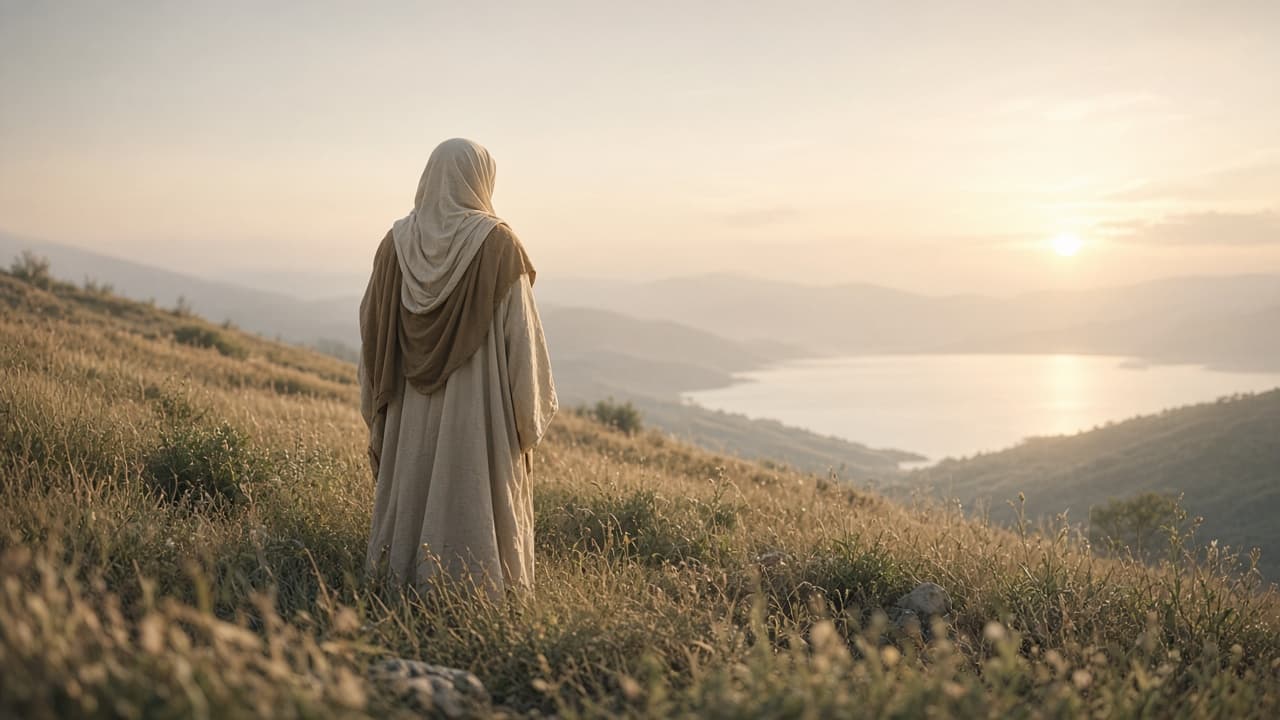 A quiet figure of Jesus standing in soft light in a dream