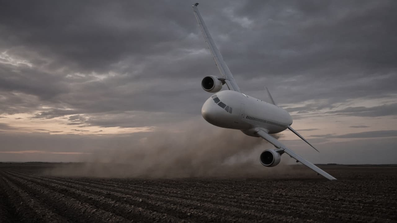 An airliner falling through cloud in a dream