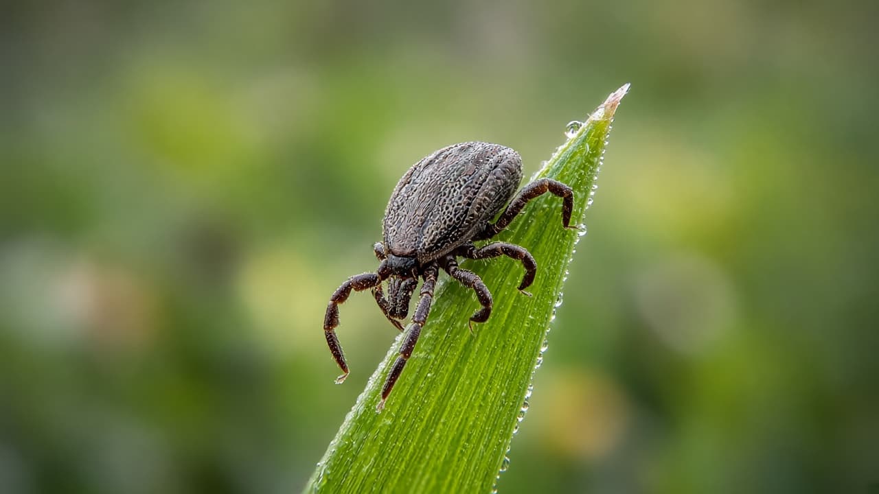 A tick on skin in close natural light in a dream