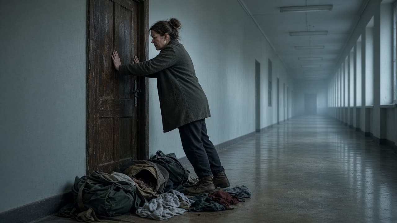 Someone pushing a door that will not open in a dream