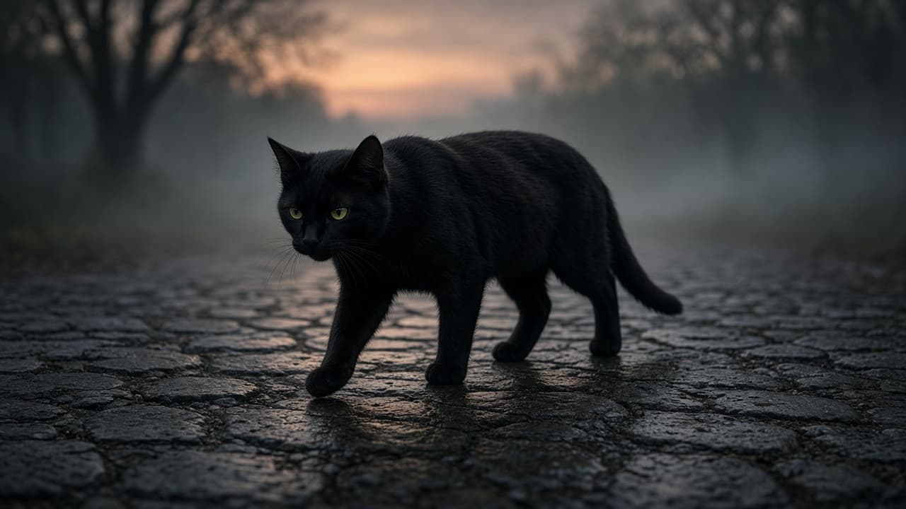 A black cat in a dream