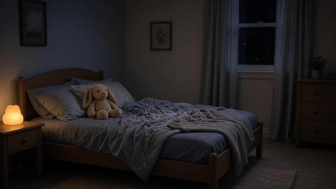 A quiet child's bedroom at night in a dream