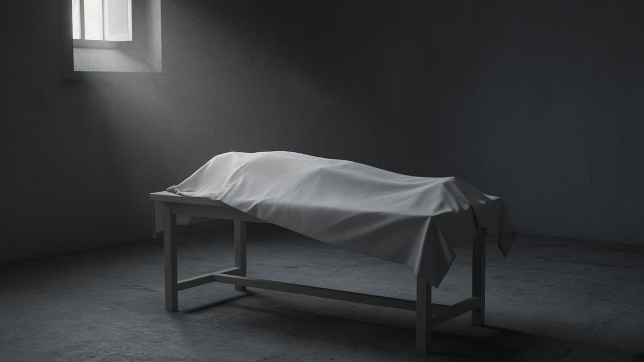 A covered body in a dim room in a dream