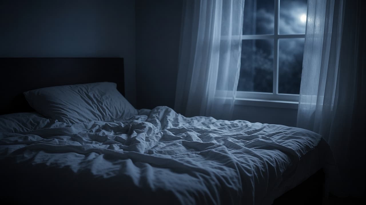 Rumpled sheets in moonlight after a dream