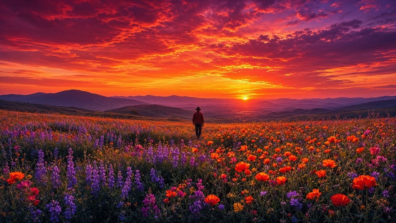 A vividly saturated landscape in a colour dream