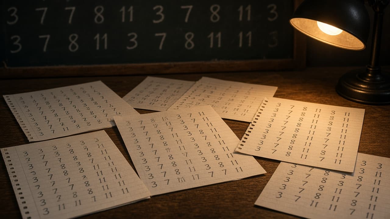Handwritten numbers covering a desk in a dream