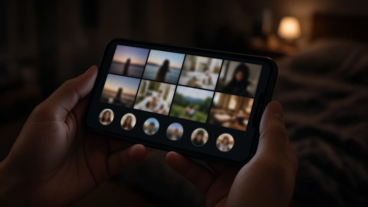 A glowing phone screen in a dark room in a dream