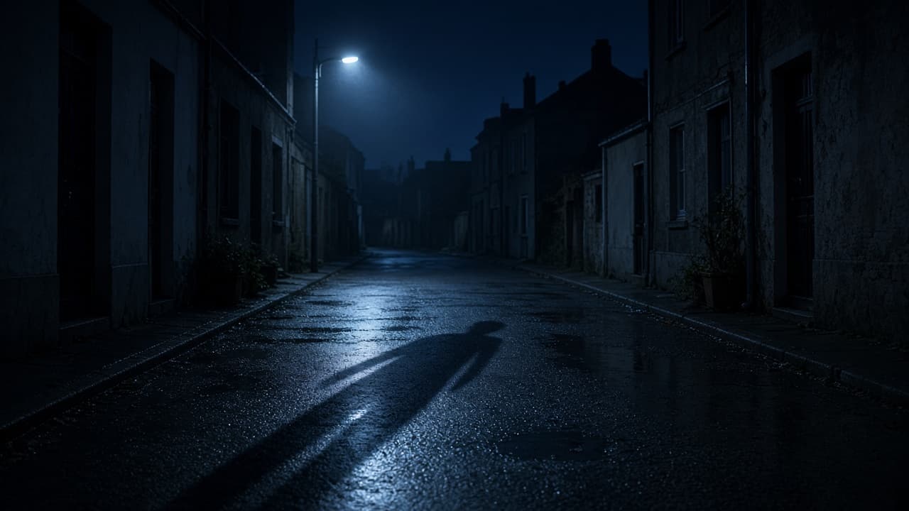 A tense pursuit down a corridor in a dream of being hunted