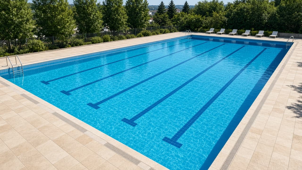 An empty public swimming pool in a dream