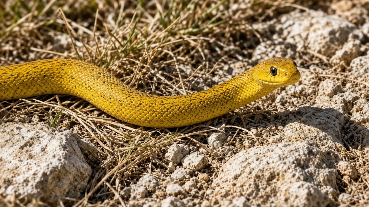 A yellow snake in sunlight in a dream
